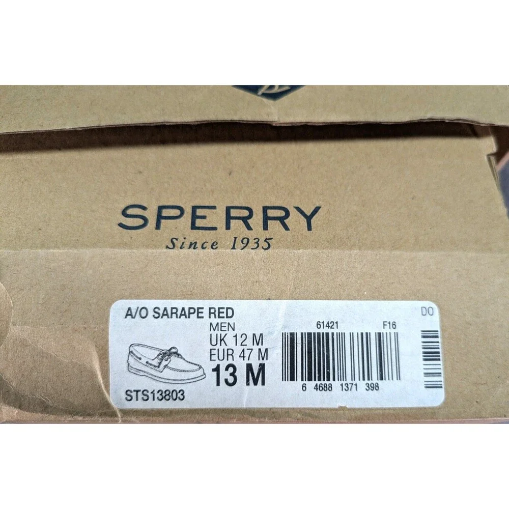 Sperry Top-Sider A/O Sarape Sarape Red Leather Boat Shoes Men's 13 M STS13803